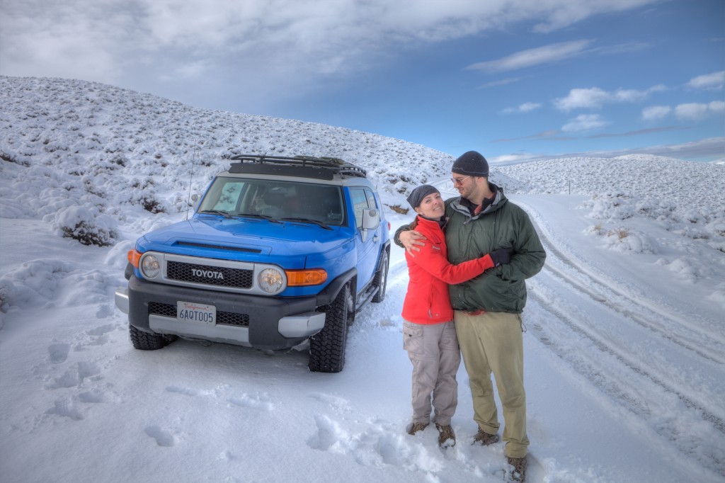 Dave and Penelope on Snow Covered Emigrant Pass
