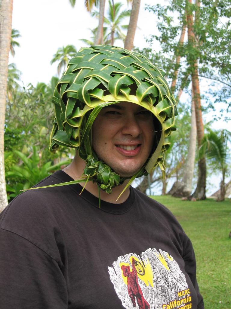 dave in coconut basket hat